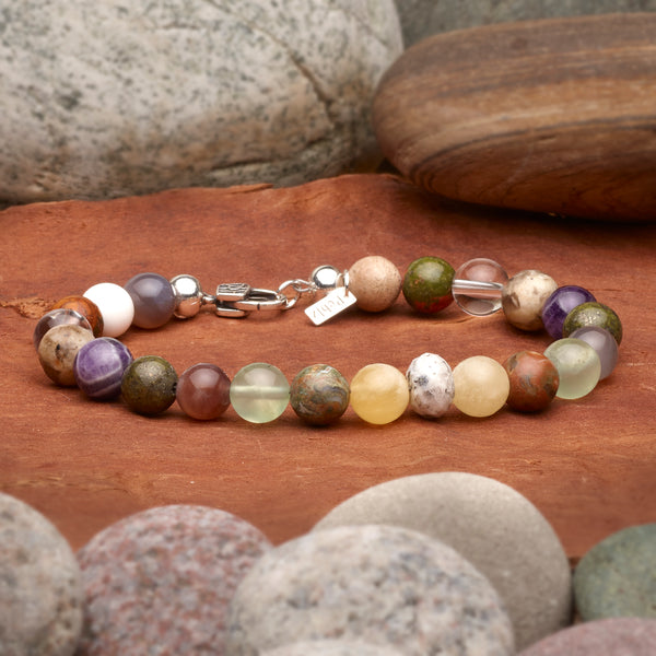 Great Lakes Handmade Stone Simple Lines Bracelet - Large