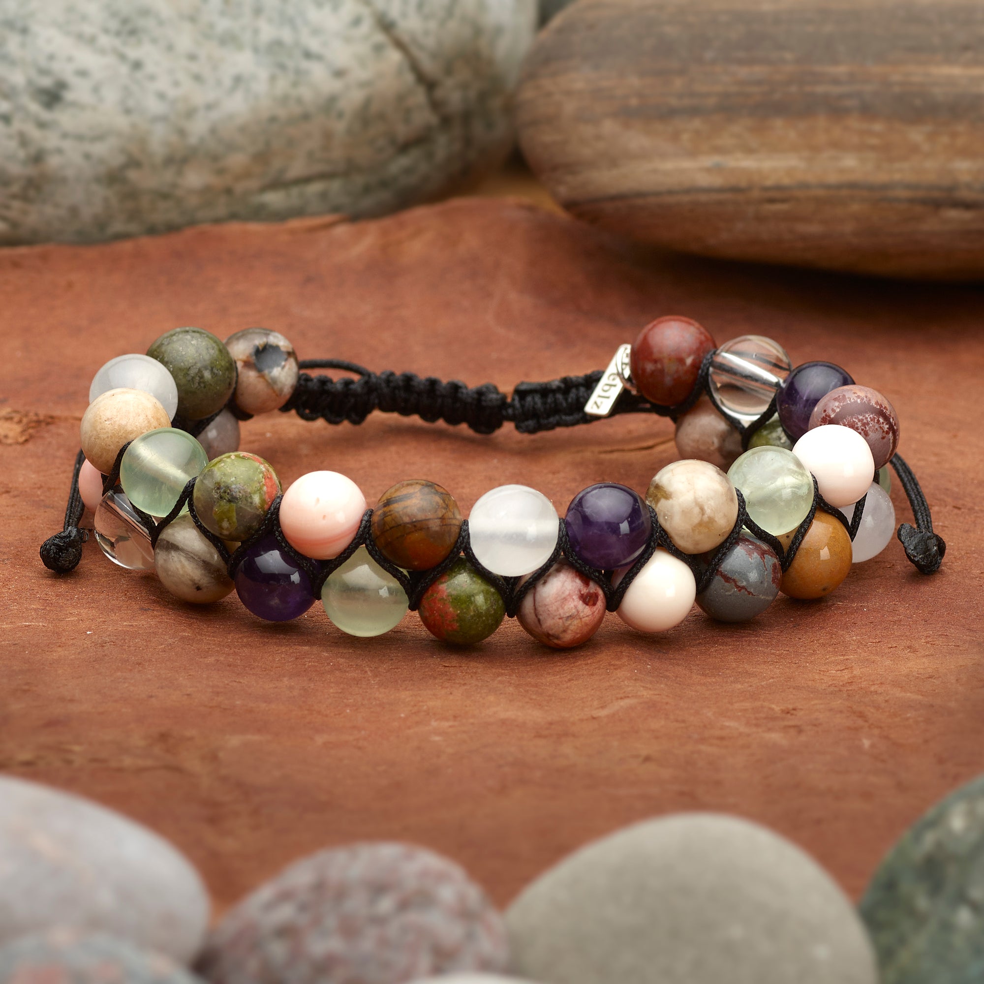 Great Lakes Handmade Stone Double Weave Bracelet - Large