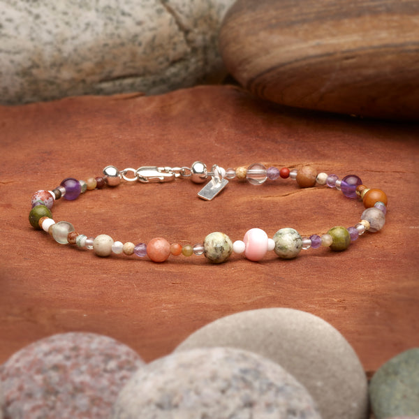 Great Lakes Handmade Stone Simple Lines Bracelet - Small