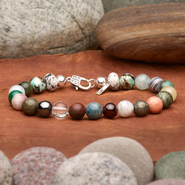 State of Wisconsin Handmade Stone Simple Lines Bracelet - Large