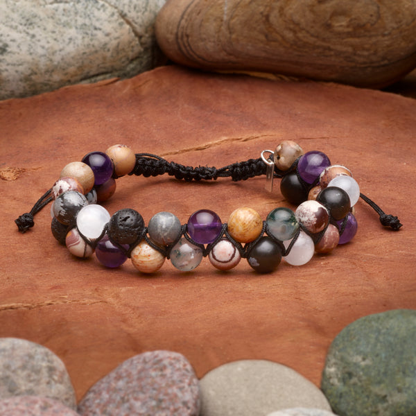 Yellowstone National Park Handmade Stone Double Weave Bracelet - Large