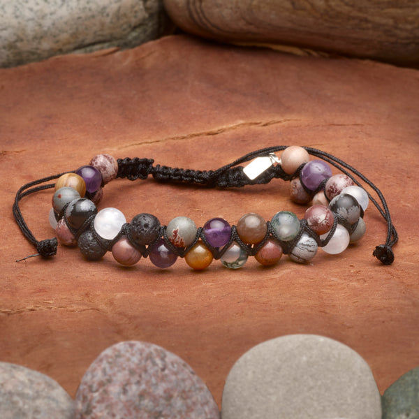 Yellowstone National Park Handmade Stone Double Weave Bracelet - Small